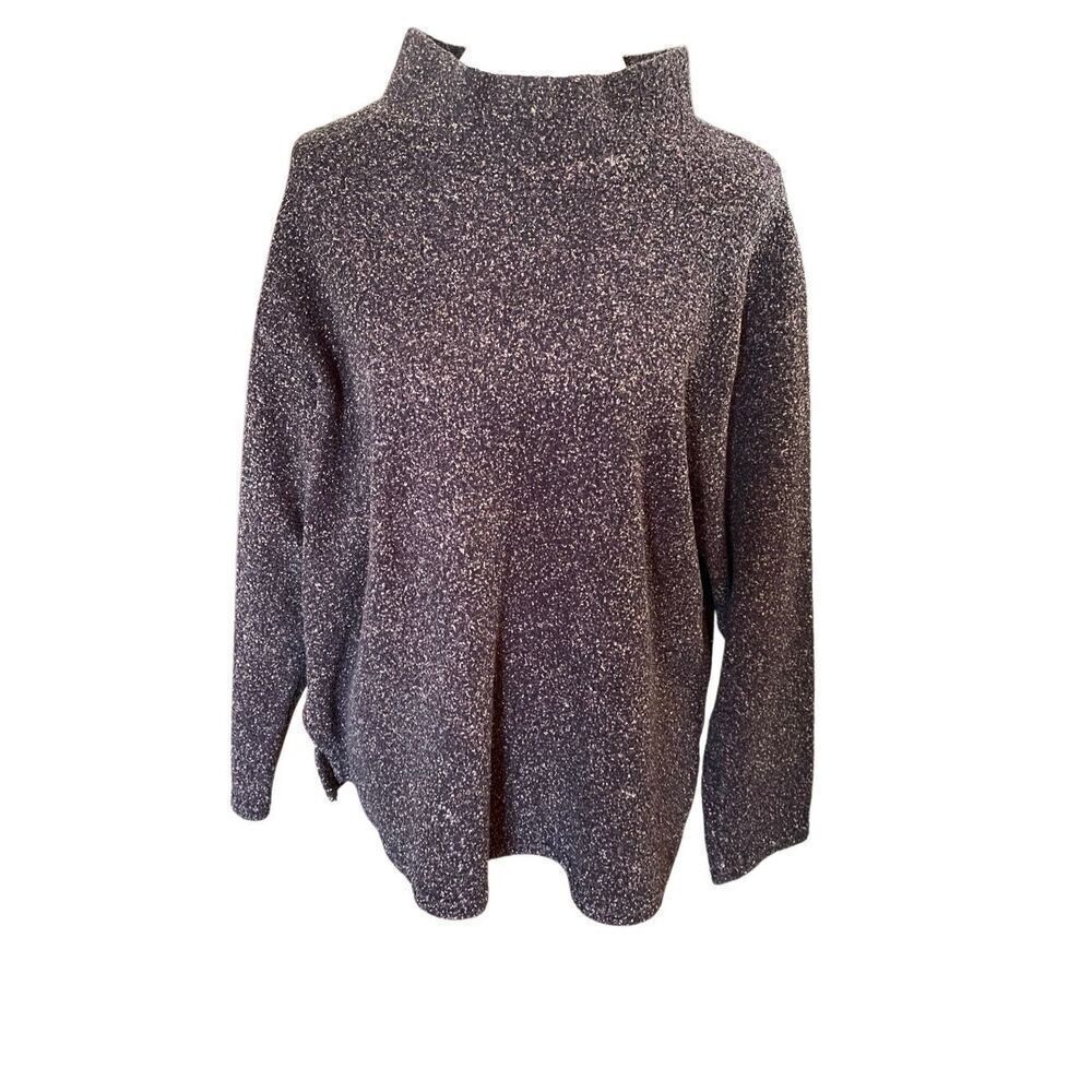 Coldwater Creek Dark Chocolate Brown Speckled Mock Collar Pullover Sweater Size - Picture 6 of 9